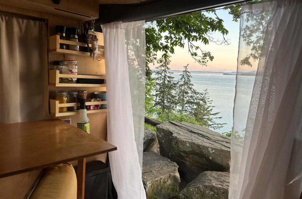 vanlife parked at bellingham, washington