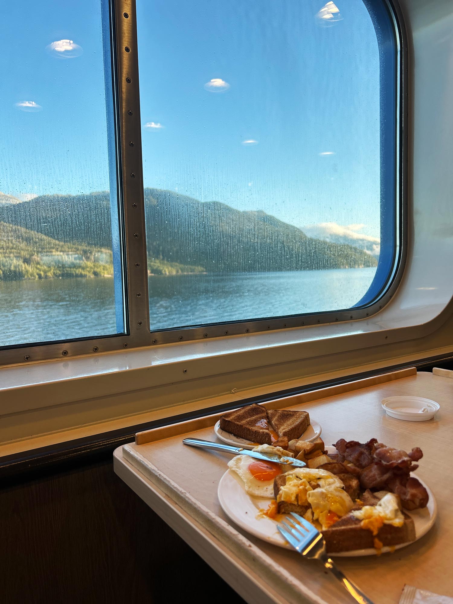 Inside Passage BC ferry trip breakfast