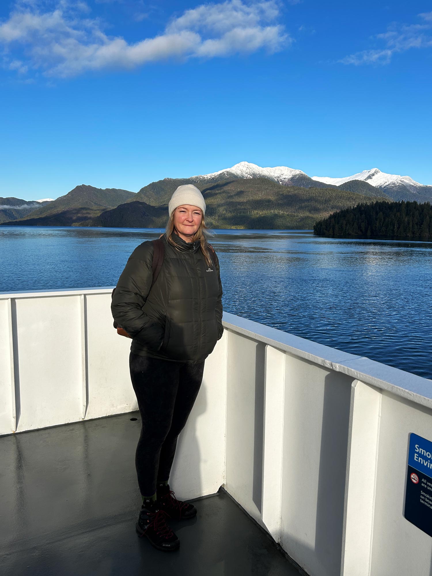Inside Passage BC ferry trip me out on deck